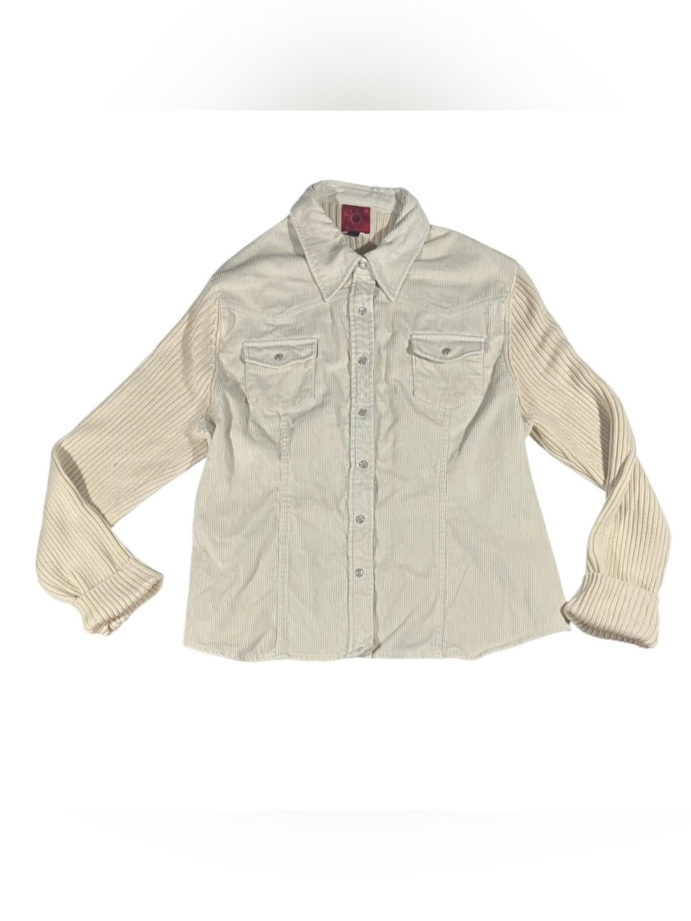 Vintage 90s Cream Boho Western Corduroy Sweater Shirt XL By Design Sport